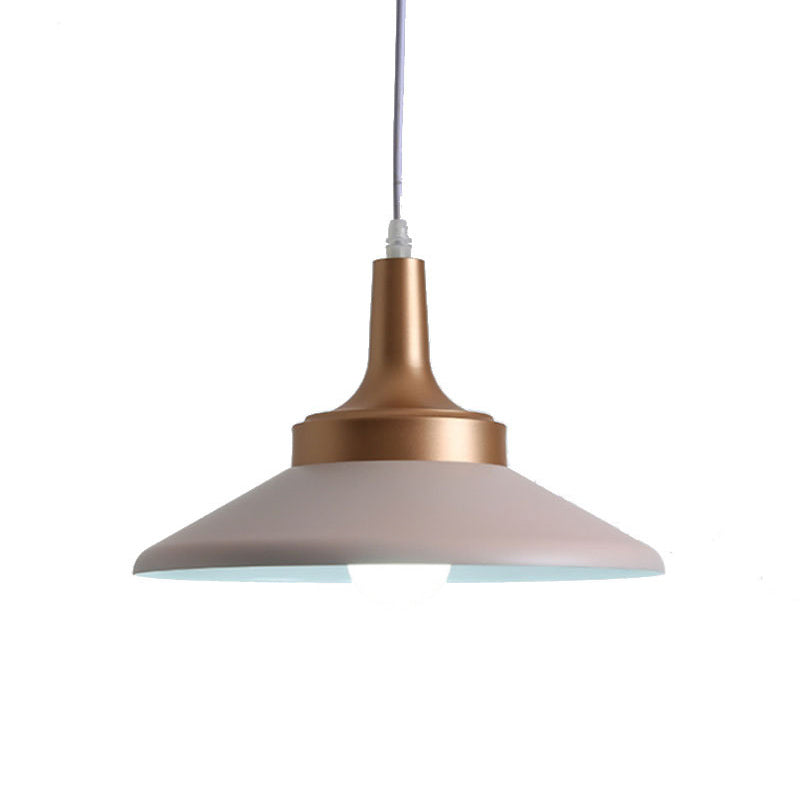 Untertassenformhängung Licht minimales Metall 1-Kopf-Rosa-Finish-Deckenhänge, 12 "/14" Breite