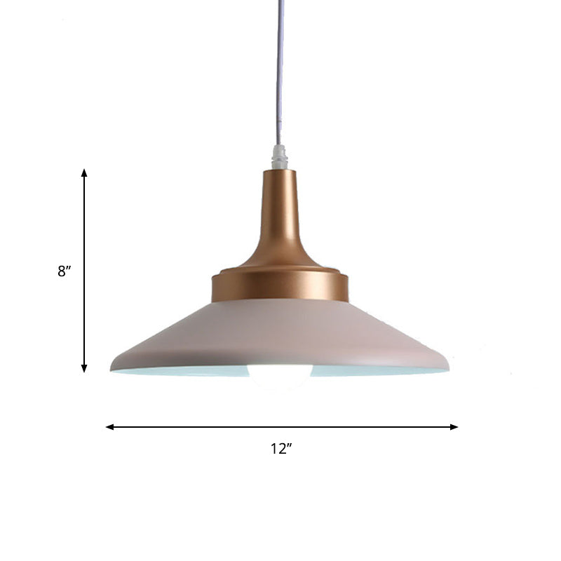 Untertassenformhängung Licht minimales Metall 1-Kopf-Rosa-Finish-Deckenhänge, 12 "/14" Breite