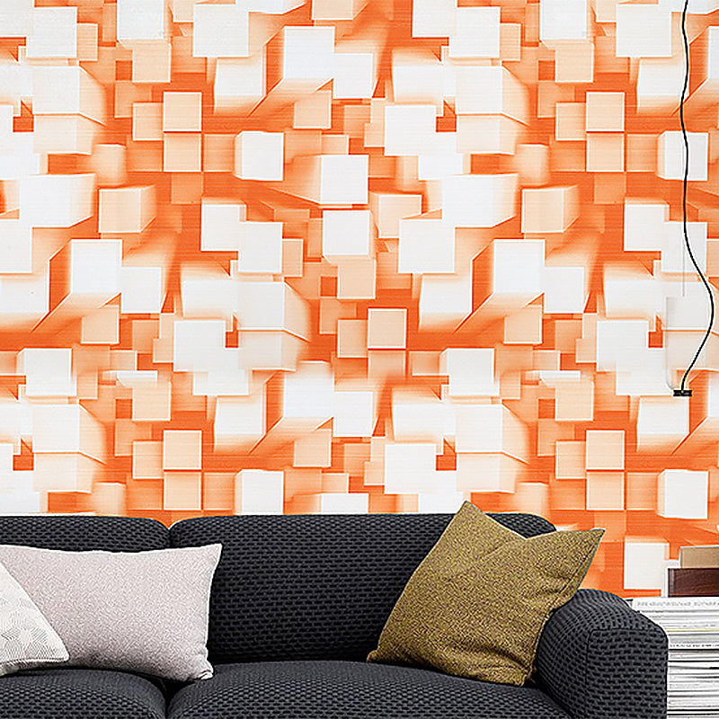 Water-Resistant Overlapped Cube Wallpaper Non-Pasted 3D Print PVC Wall Decor