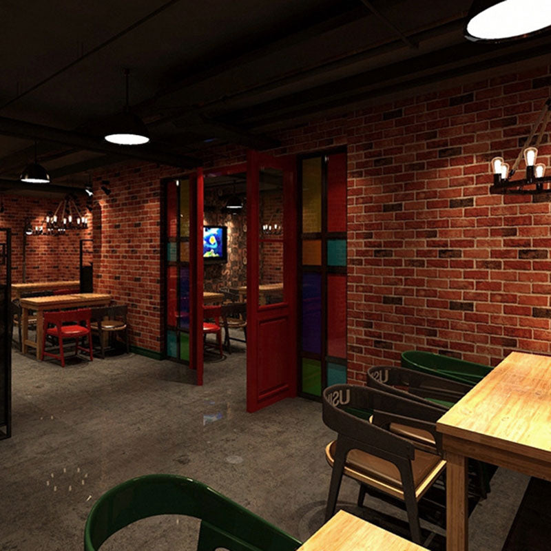 Retro Brick Non-Pasted Wallpaper, 33' x 20.5", Rusty Red