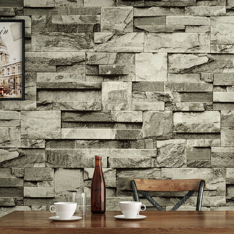 3D Print Stone Wallpaper Dark Color Brick 20.5" x 33' Non-Pasted Stain-Resistant Wall Decor