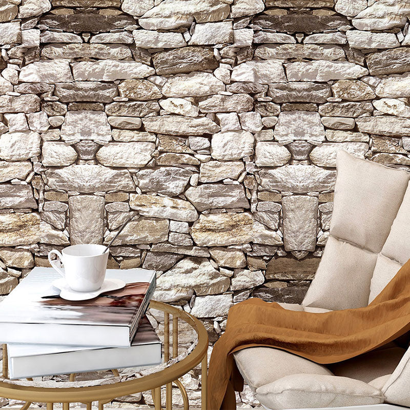 Peel-and-Stick Cobblestone and Rock Wallpaper for Guest Room 17.5-inch x 19.5-foot Retro Wall Decor