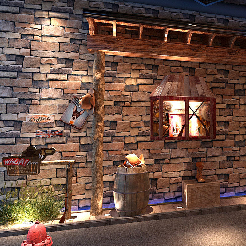 Non-Pasted Wallpaper with Multi-Colored 3D Print Horizontal Brick, 33' x 20.5"