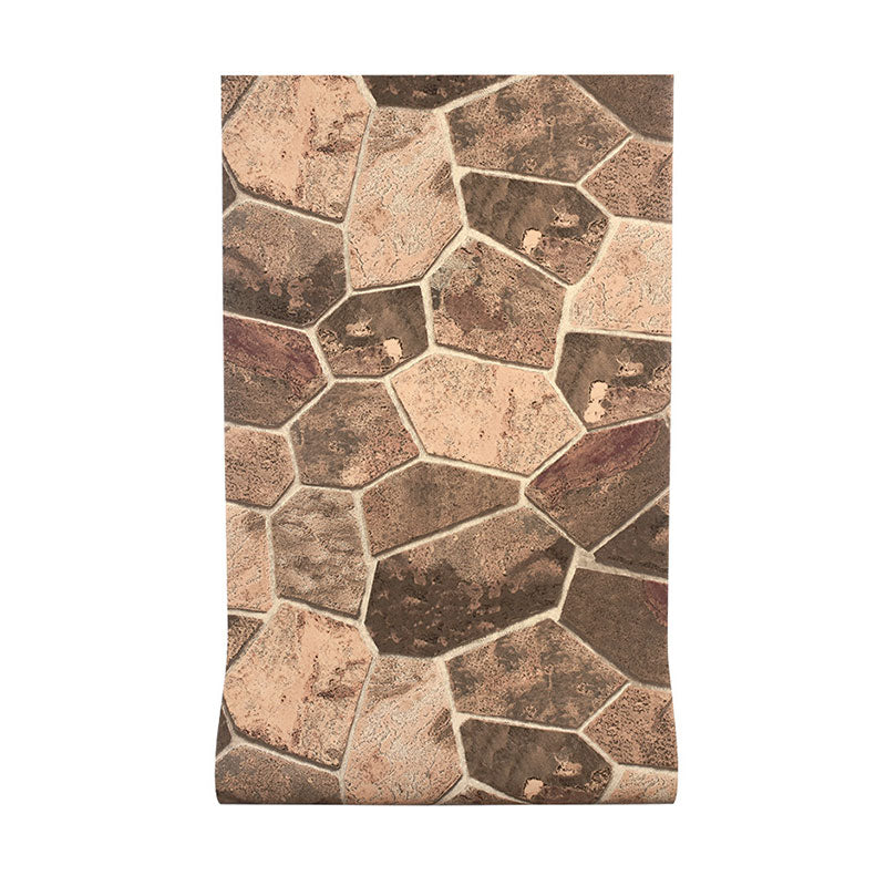 Multi-Colored Retro Stone Wallpaper Non-Pasted Wall Covering 20.5" x 33'