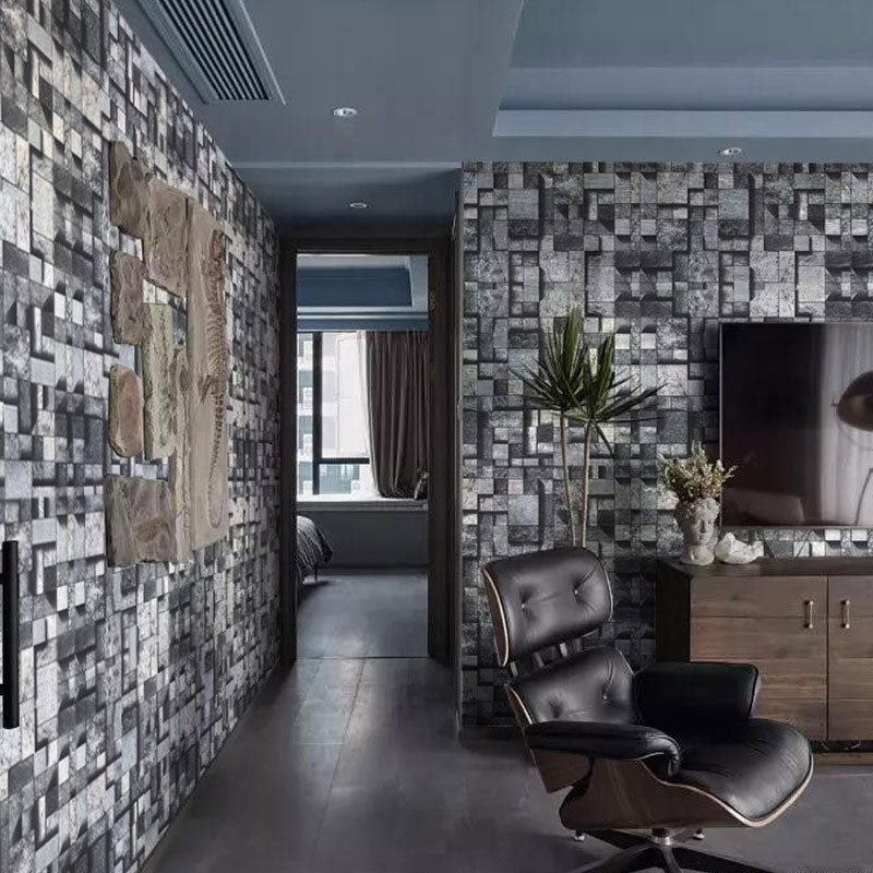 Stain-Resistant Stacked Stone Wallpaper Non-Pasted PVC Wall Covering in Multi-Colored