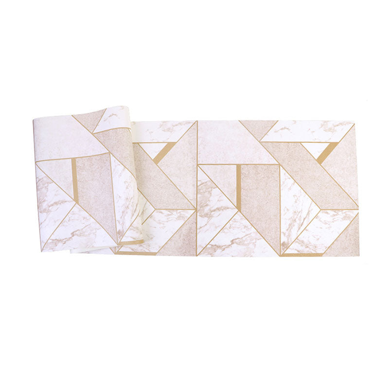 Non-Pasted Wallpaper with Light Color Geometries and Marble Design, 20.5"W x 33'L