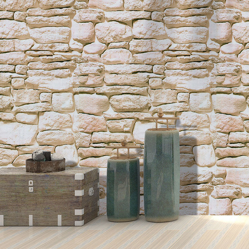 Taupe Rock and Stone Wallpaper 17.5-inch x 19.5-foot Peel and Stick Stain-Resistant Wall Covering