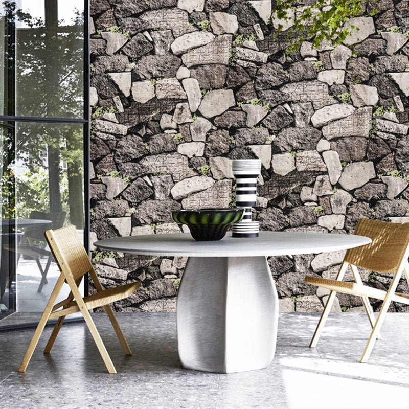 Industrial Grey Stone Wallpaper 17.5-inch x 19.5-foot Vinyl Moisture-Resistant 3D Print Wall Decor, Peel and Stick