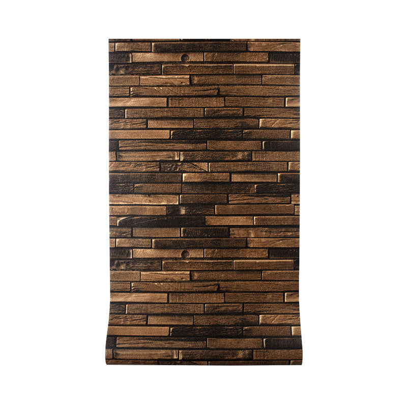 Horizontal Wooden Texture Non-Pasted Wallpaper, 57.1 sq ft.. Dark Brown
