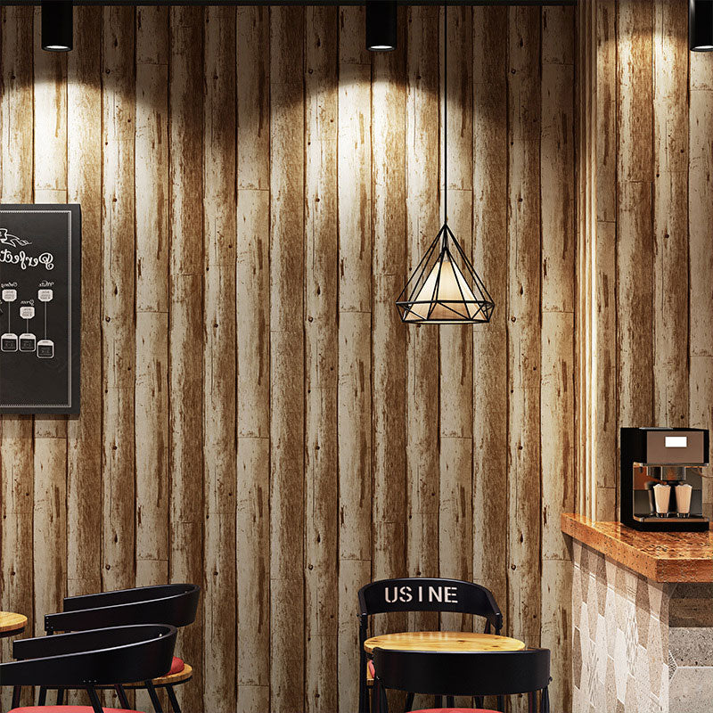 Vintage Faux Wood Wallpaper Water-Resistant Non-Pasted Wall Decor, 31' x 20.5"