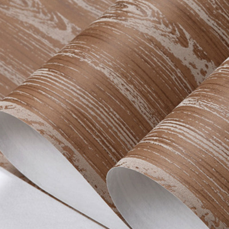 Bedroom Wallpaper with Wooden Texture in Brown and Beige , 20.5"W x 33'L, Non-Pasted