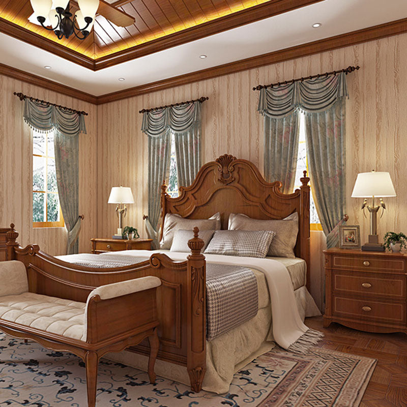 Bedroom Wallpaper with Wooden Texture in Brown and Beige , 20.5"W x 33'L, Non-Pasted