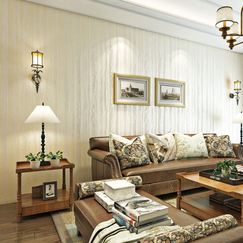 Bedroom Wallpaper with Wooden Texture in Brown and Beige , 20.5"W x 33'L, Non-Pasted