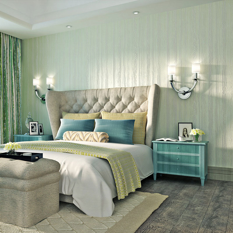 Bedroom Wallpaper with Wooden Texture in Brown and Beige , 20.5"W x 33'L, Non-Pasted