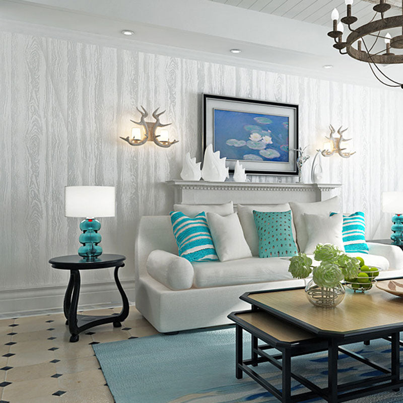 Bedroom Wallpaper with Wooden Texture in Brown and Beige , 20.5"W x 33'L, Non-Pasted