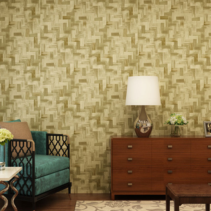 Nostalgic Bamboo Texture Wallpaper for Dress Shop and Hotel Non-Pasted 20.5"W x 33'L Wall Decor Zigzag Pattern