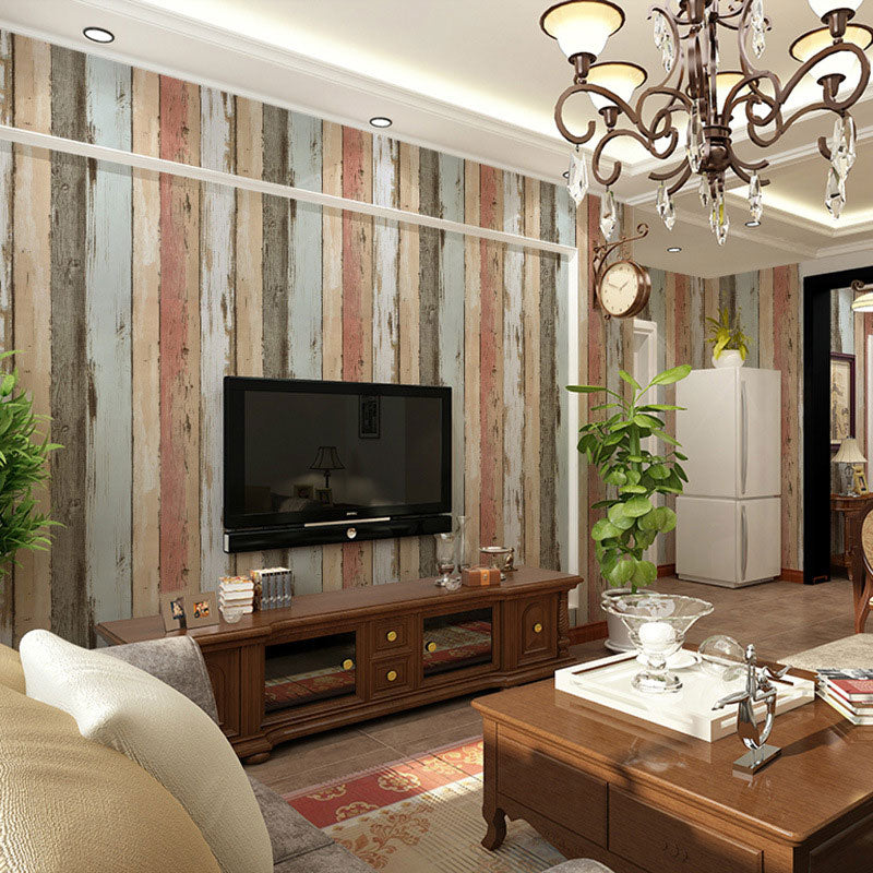 Retro Rustic Wood Wallpaper Non-Pasted Vinyl Wall Decor 33'L x 20.5"W
