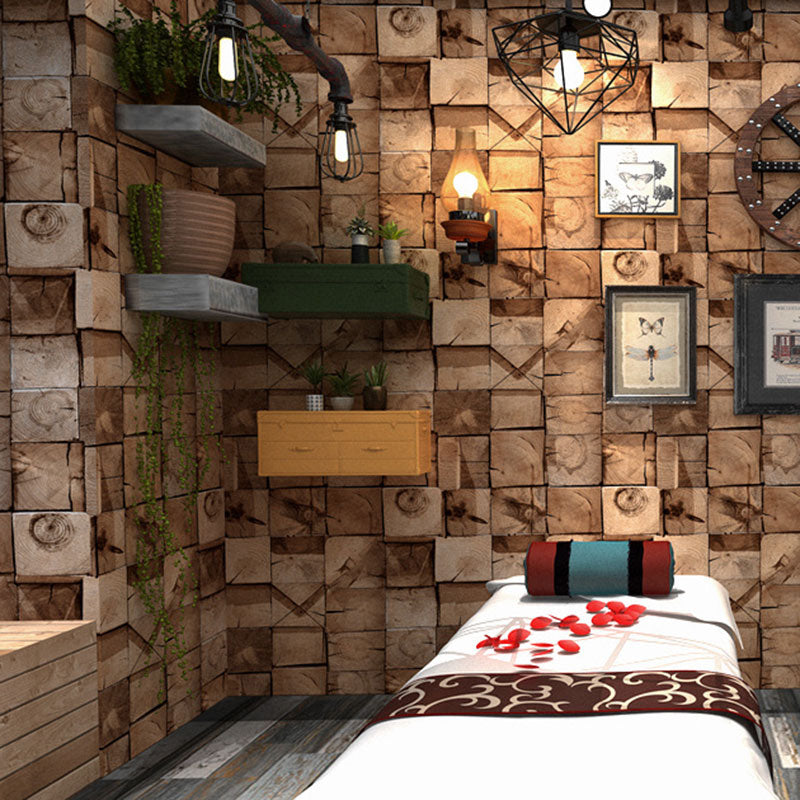 Plaster Faux Wood Effect Wallpaper in Pastel Yellow, Decorative Wall Covering 20.5" by 33'