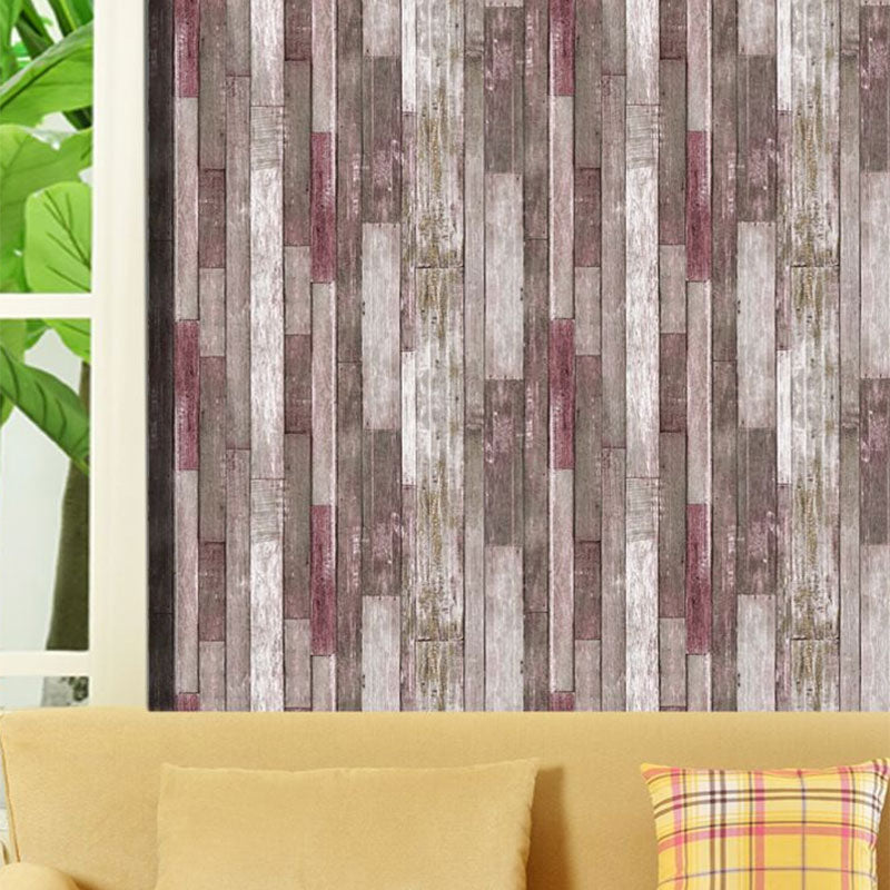 Faux Wood PVC Wallpaper in Rustic Color Waterproof Non-Pasted 3D Print Wall Decor
