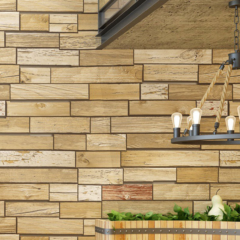 Taupe Horizontal Wood Wallpaper Non-Pasted Wall Decor for Dress Shop, 33'L x 20.5"W