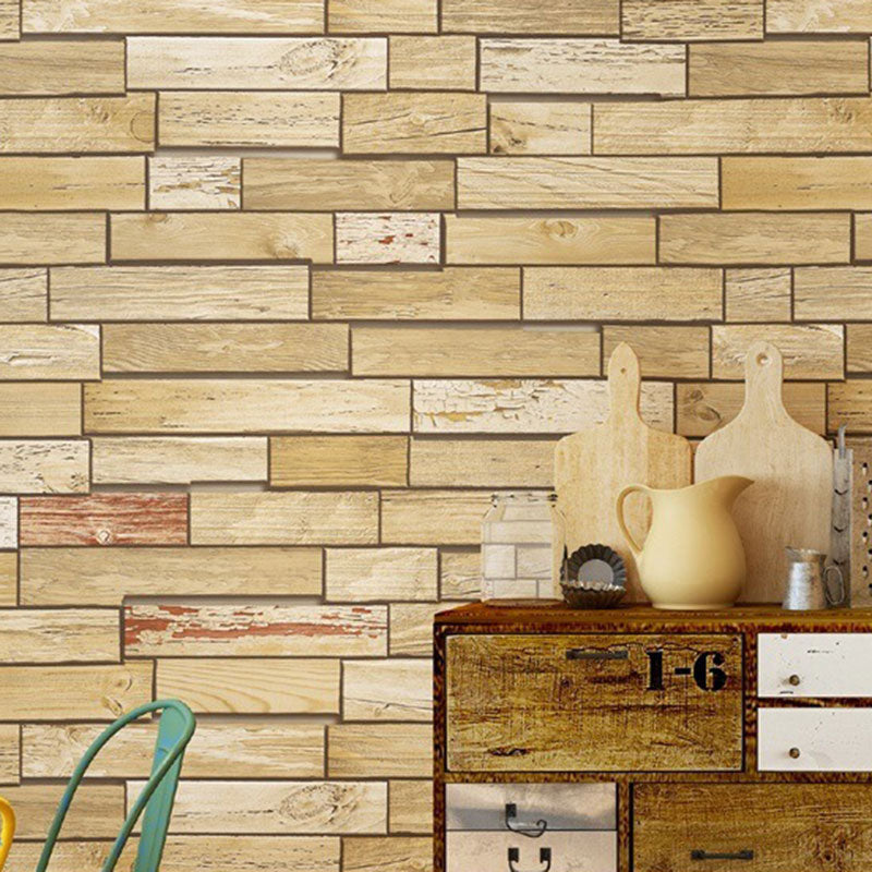 Taupe Horizontal Wood Wallpaper Non-Pasted Wall Decor for Dress Shop, 33'L x 20.5"W