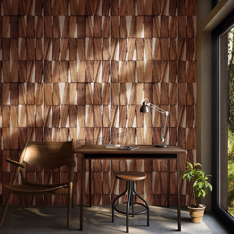 3D Faux Wood Wallpaper for Dining Room Nordic Wall Covering of Irregular Pattern, Non-Pasted, 57.1 sq ft.