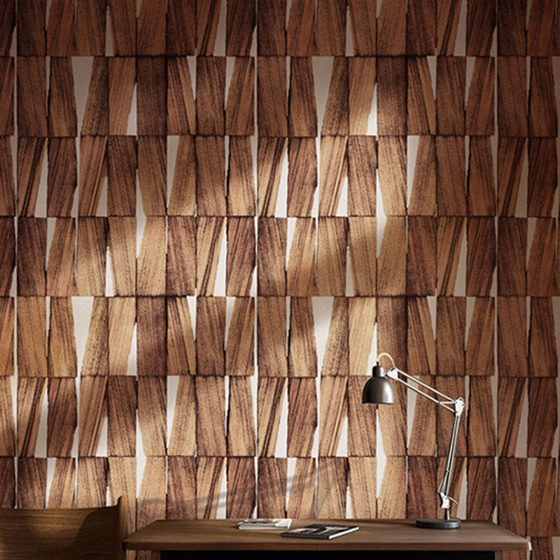 3D Faux Wood Wallpaper for Dining Room Nordic Wall Covering of Irregular Pattern, Non-Pasted, 57.1 sq ft.