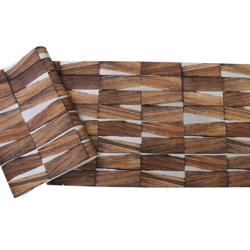 3D Faux Wood Wallpaper for Dining Room Nordic Wall Covering of Irregular Pattern, Non-Pasted, 57.1 sq ft.
