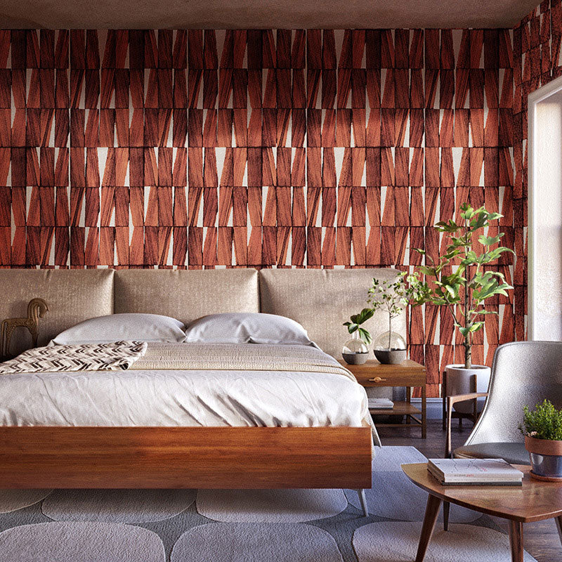 3D Faux Wood Wallpaper for Dining Room Nordic Wall Covering of Irregular Pattern, Non-Pasted, 57.1 sq ft.