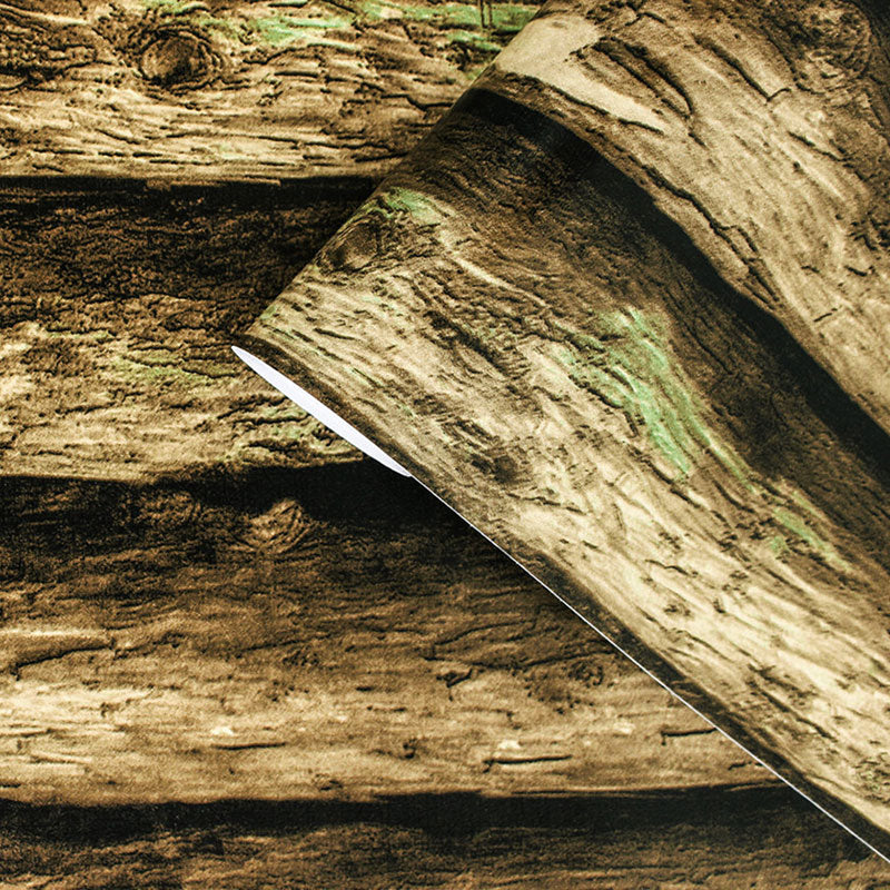 Bar and Dining Room Wallpaper with Dark Green Faux Wood, 29.1 sq ft., Peel and Stick