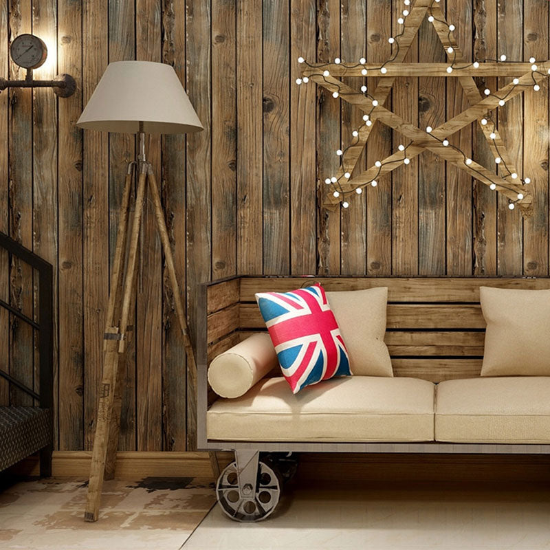 Retro Wooden Stripe Wallpaper Vinyl 29.1 sq ft. Self-Adhesive Wall Covering