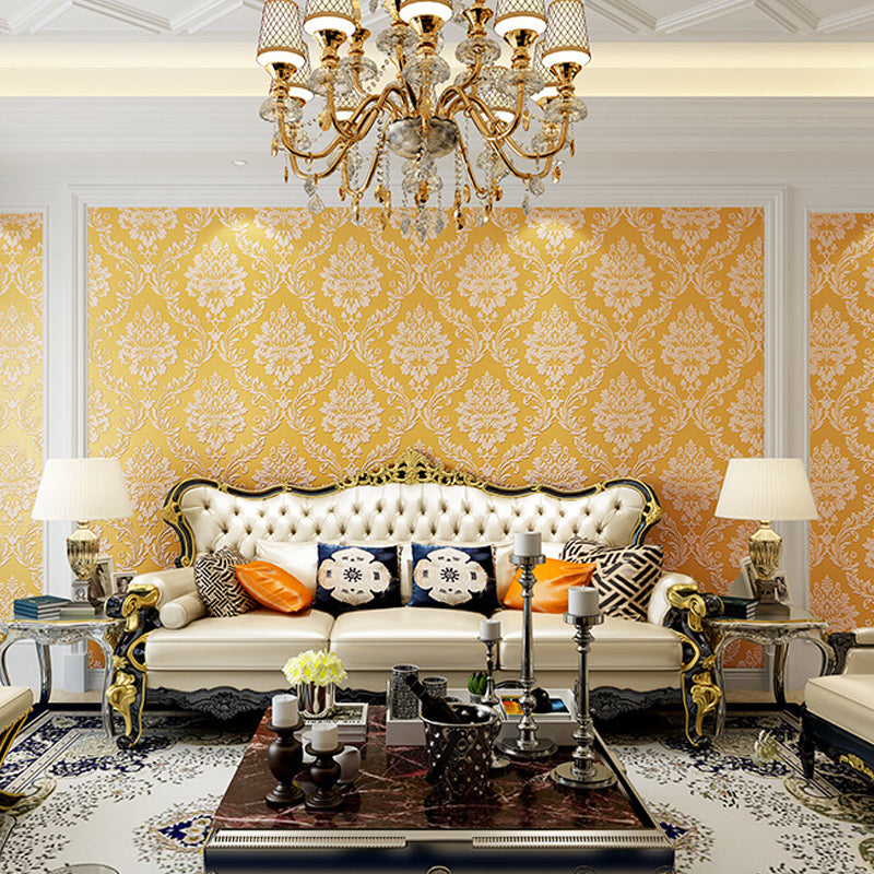 European Retro Damask Wallpaper 31-foot x 20.5-inch Harlequin and Floral Non-Pasted Wall Decor