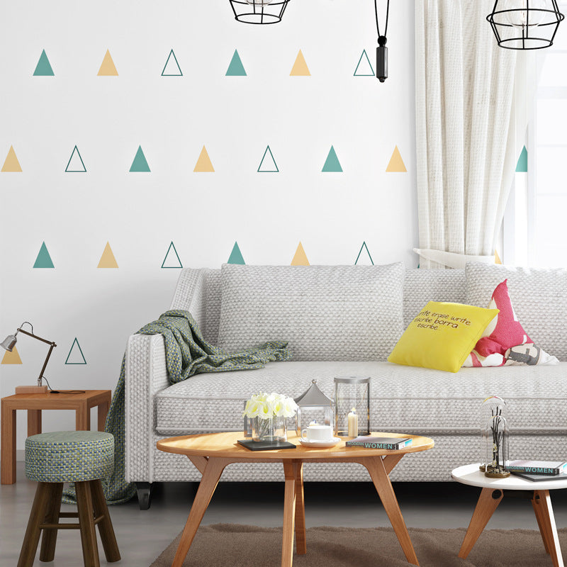 Pastel Color Wall Covering Simple Geometries and Triangle 57.1 sq ft. Non-Pasted Decorative Wallpaper