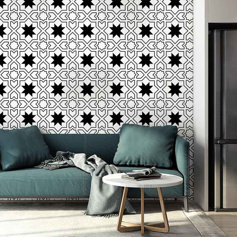 Modern Black and White Wallpaper Vinyl 33-foot x 20.5-inch Simple and Nordic Non-Pasted Wall Covering