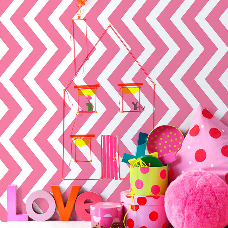 Geometries and Wave Wallpaper Waterproof Non-Pasted PVC Wall Decor in Light Color