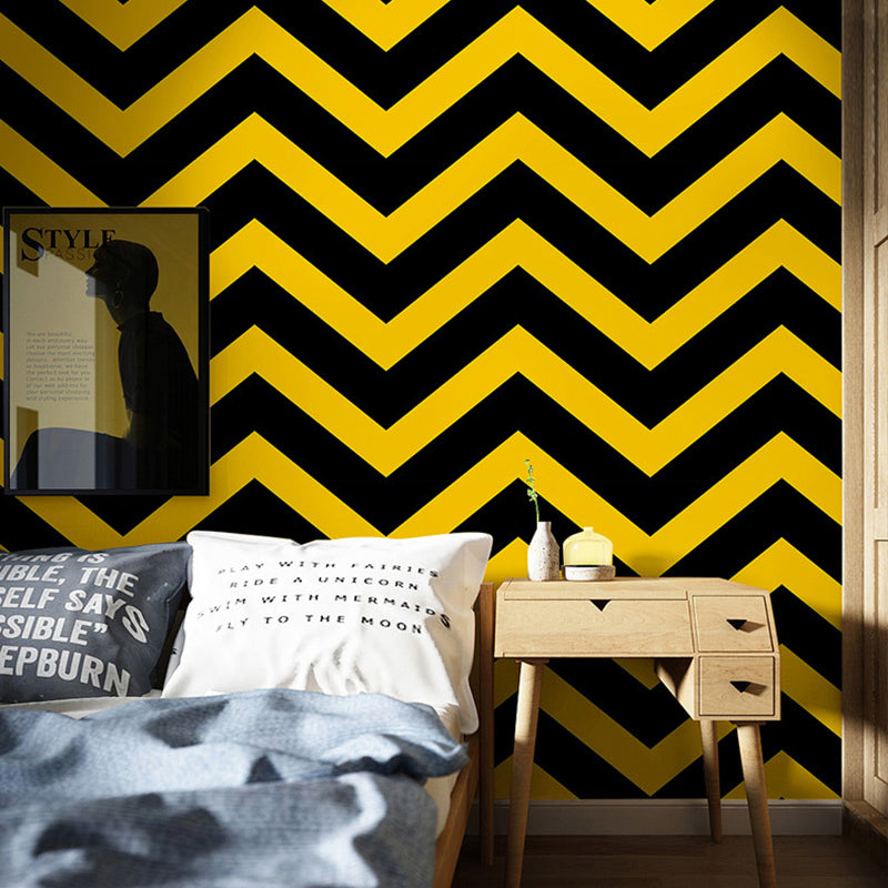 Geometries and Wave Wallpaper Waterproof Non-Pasted PVC Wall Decor in Light Color