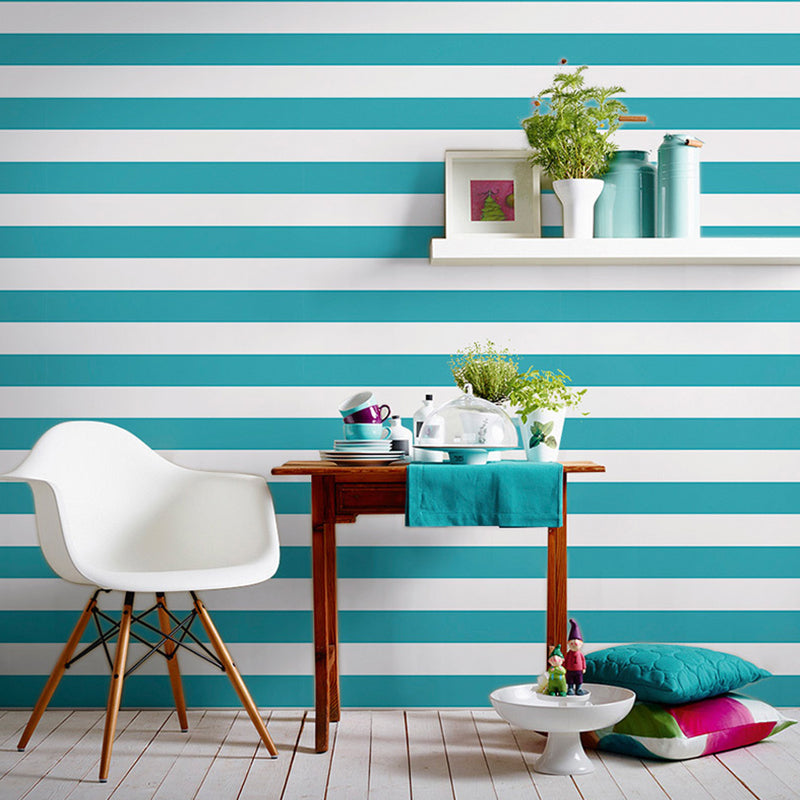 Papier peint décoratif à larges rayures de couleur fraîche, décoration murale non collée, 20,5 po x 33 pi