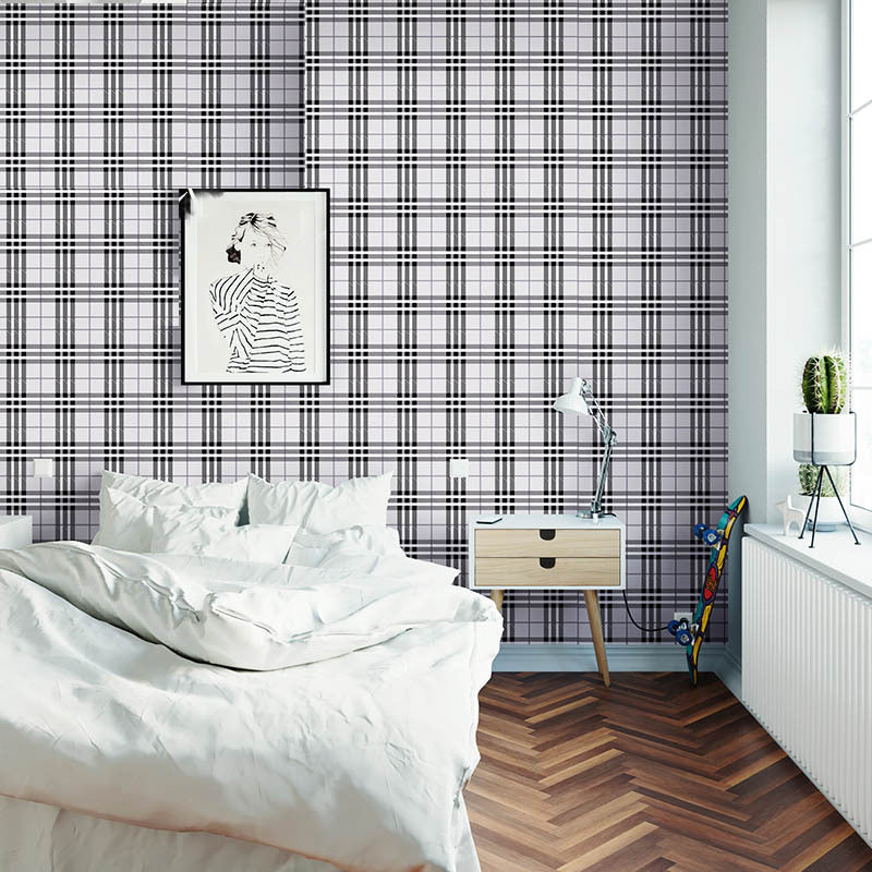 Nordic Plaid Non-Pasted Wallpaper for Coffee Shop and Theme Restaurant, 20.5 in x 33 ft