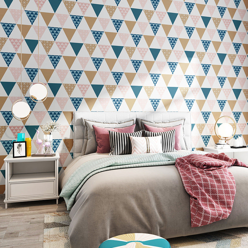 Plaster Contemporary Triangle Wallpaper 20.5"W x 33'L Non-Pasted Wall Decor