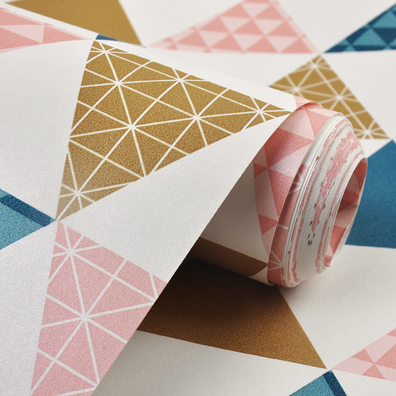 Plaster Contemporary Triangle Wallpaper 20.5"W x 33'L Non-Pasted Wall Decor