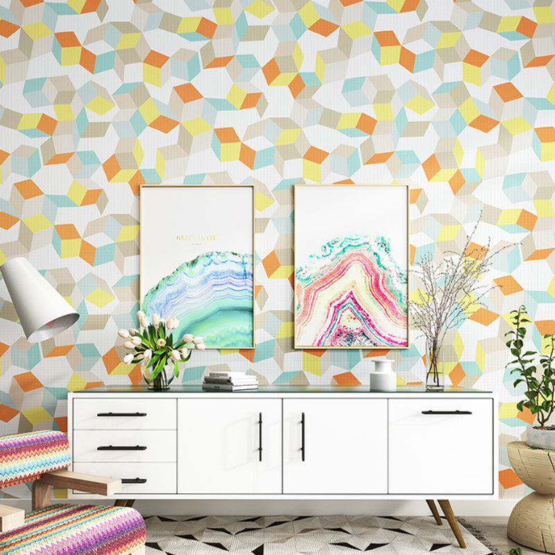 Nordic Color Block Wallpaper Roll in Natural Color for Living Room, 33 ft x 20.5 in, Peel and Stick
