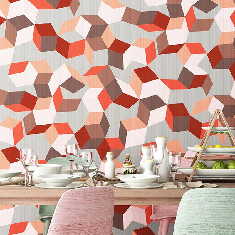 Nordic Color Block Wallpaper Roll in Natural Color for Living Room, 33 ft x 20.5 in, Peel and Stick