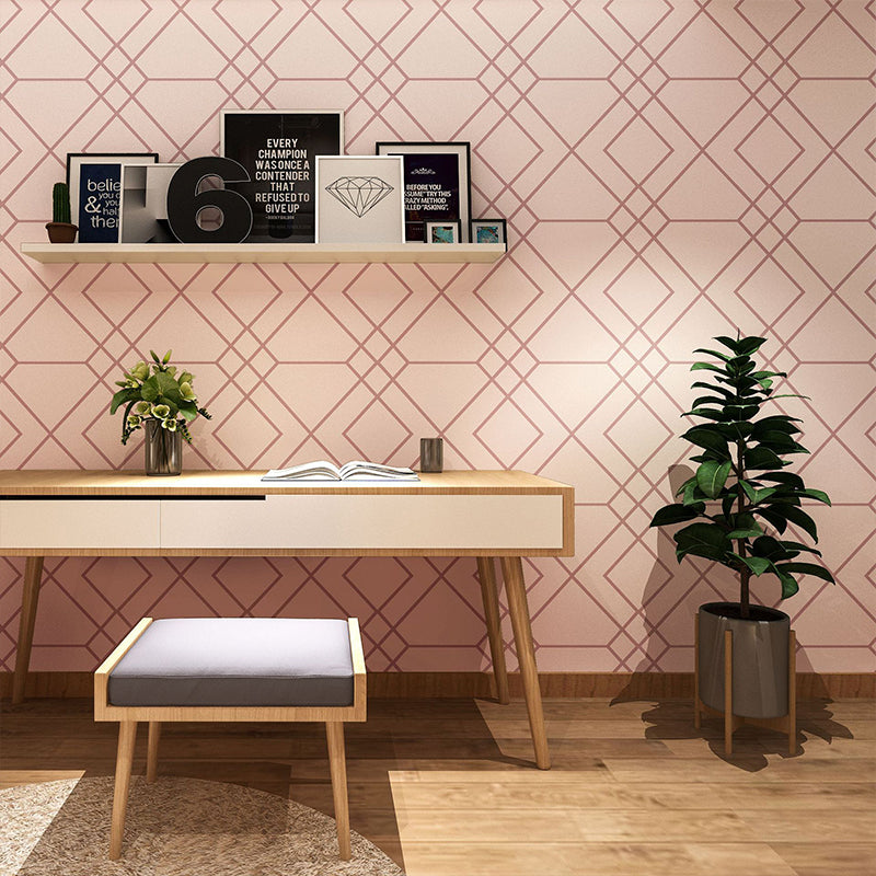 Non-Pasted Wallpaper with Pastel Color Grid and Geometries, 20.5"W x 33'L