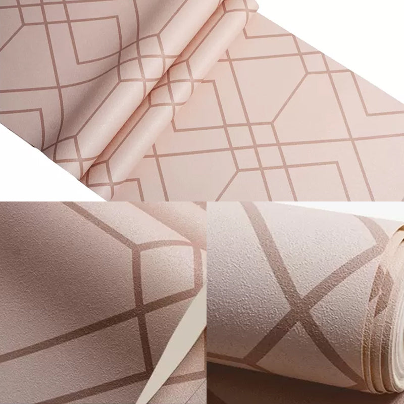 Non-Pasted Wallpaper with Pastel Color Grid and Geometries, 20.5"W x 33'L