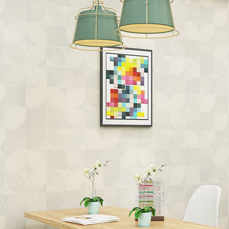 Simple Color Modern Wallpaper Square and Leaves Wall Covering, Non-Pasted