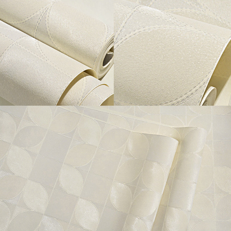 Simple Color Modern Wallpaper Square and Leaves Wall Covering, Non-Pasted