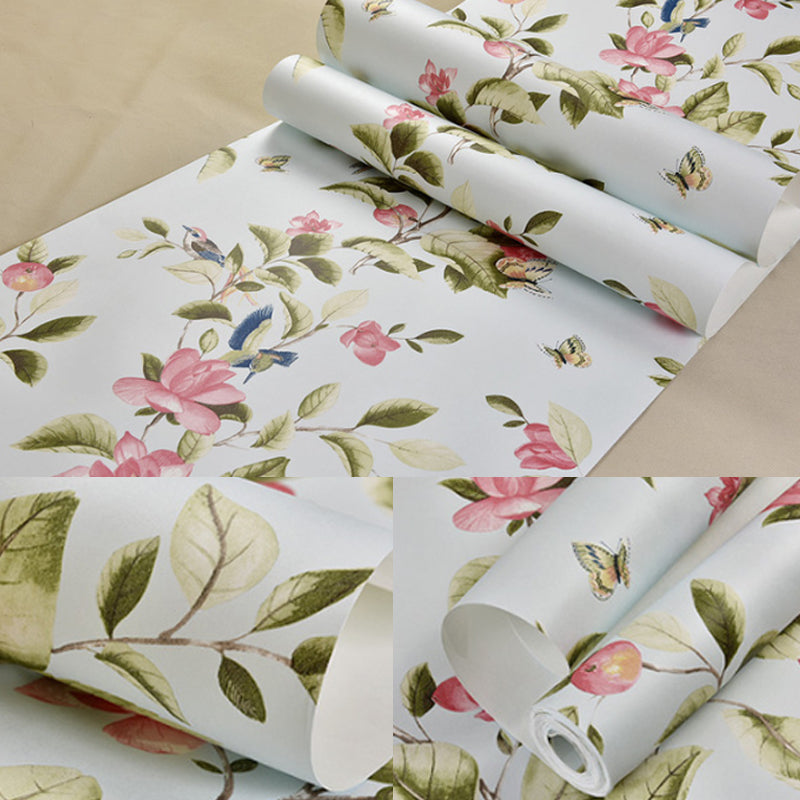 Garden Blossoms and Leaves Wallpaper Stain-Resistant Non-Pasted , 20.5"W x 33'L