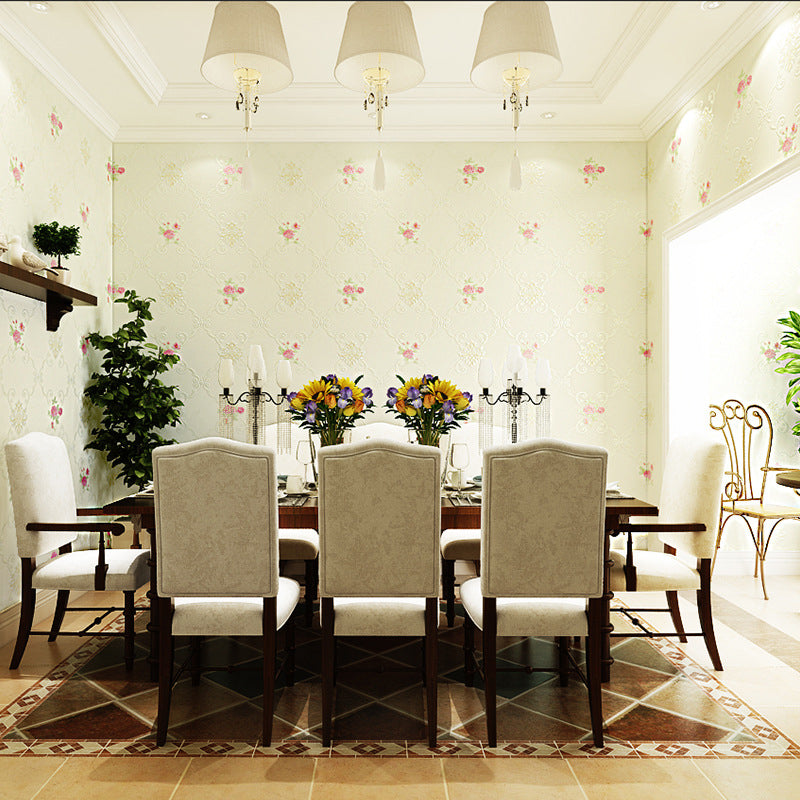 American Countryside Wallpaper Non-Pasted 20.5"W x 33'L 3D Floral Print for Bedroom and Dining Room