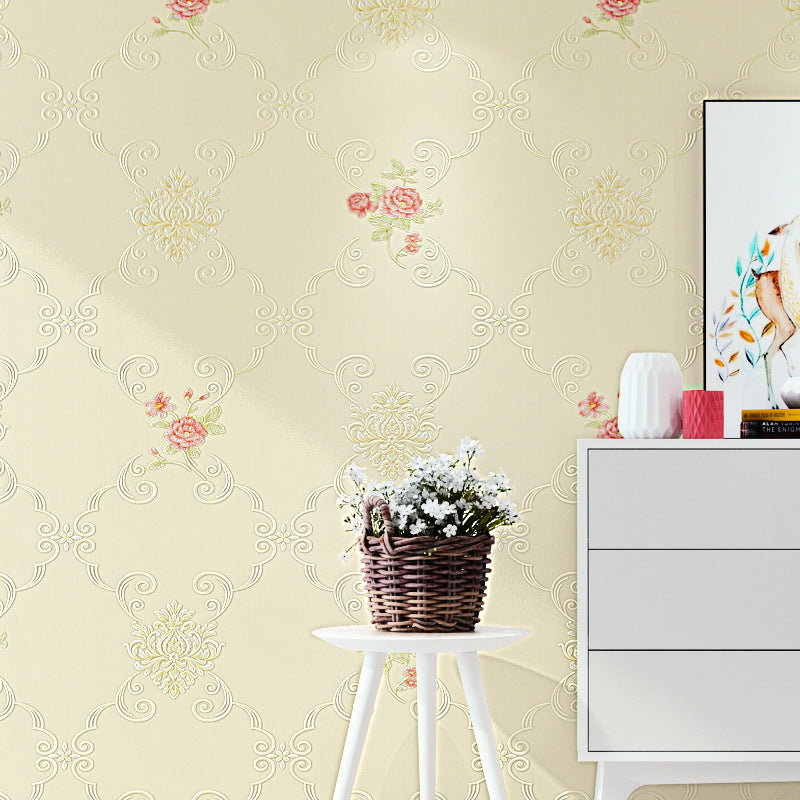 American Countryside Wallpaper Non-Pasted 20.5"W x 33'L 3D Floral Print for Bedroom and Dining Room