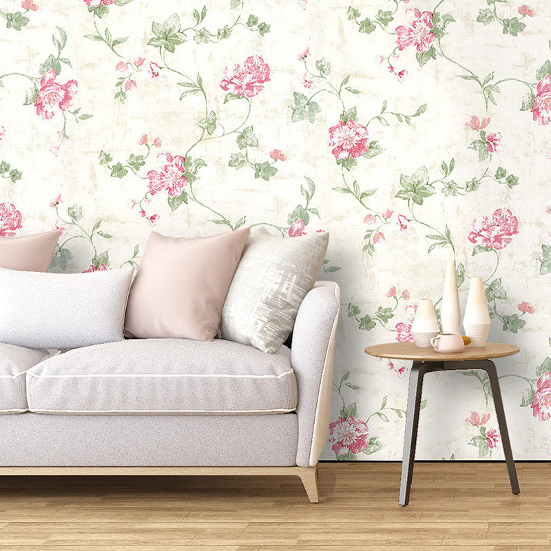 Girly Bedroom Wallpaper with Floral Pattern, 17.5-inch x 19.5 ft, Non-Pasted